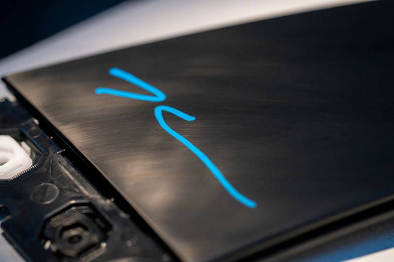 Koons's signature inside the car.