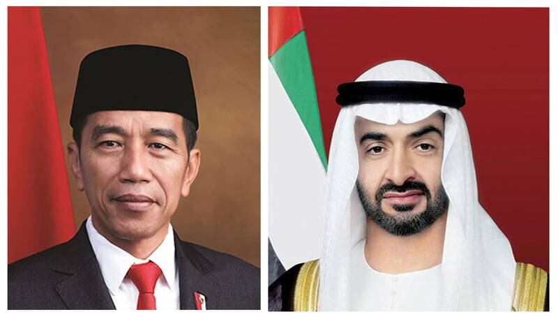 President Sheikh Mohamed and Indonesian President Joko Widodo. Sheikh Mohamed expressed the UAE's solidarity with Indonesia in its time of need. Photo: Wam