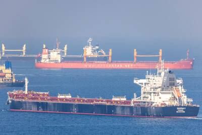 Cargo ship Despina V, carrying Ukrainian grain, is seen in the Black Sea off Kilyos. Reuters