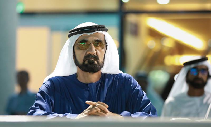 Sheikh Mohammed at the Dubai Breeze-Up Sale at Meydan. Photo: Dubai Media Office