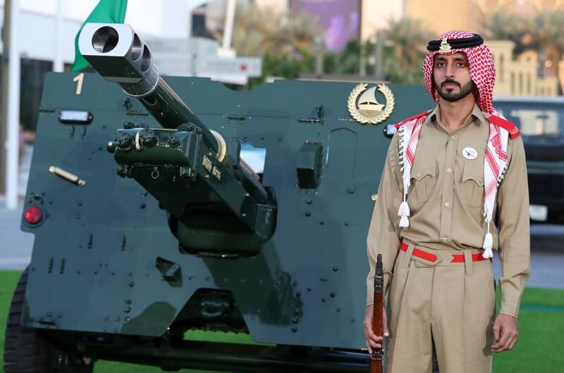 A cannon is ready to fire at Expo City Dubai to signal the end of fasting on the first day of Ramadan. Chris Whiteoak / The National