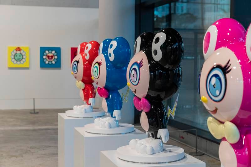 He curated a collection of highlights from his most notable series, introducing audiences to his concepts, such as the character Mr Dob, pictured above in a series of colourful sculptures
