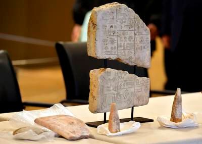 Lebanon handed over 337 smuggled Iraqi antiquities that had been stored at the Nabu Museum. AP Photo
