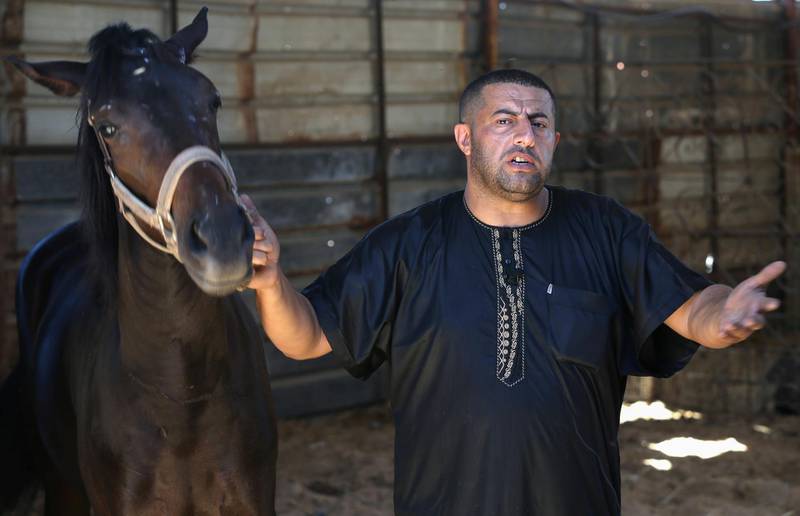 Mr Shahin lost one of his horses in the violence. The animal died after it suffered a skull fracture and internal bleeding when it was hit by a missile fragment. Reuters