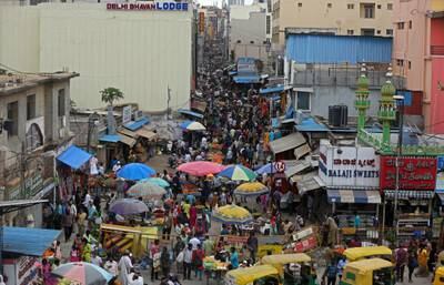 Bustling crowds returned to Bangalore's streets as soon as restrictions were lifted.