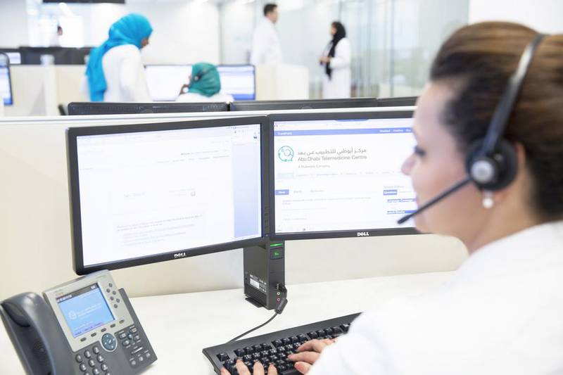 A phone-in consultation at Abu Dhabi Telemedicine Centre. Courtesy Abu Dhabi Telemedicine Centre