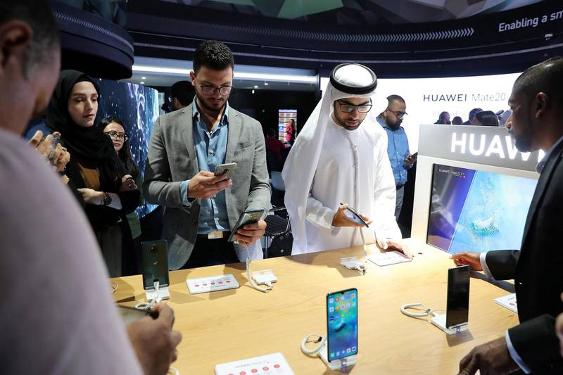 DUBAI ,  UNITED ARAB EMIRATES , JULY 10 ��� 2019 :- Guests during the launch of Huawei Mate20X 5G phone at the Open Innovation Centre, Etisalat  building in Al Kifaf area in Dubai. ( Pawan Singh / The National ) For Business . Story by Alkesh