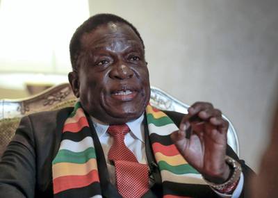 Abu Dhabi, March 17, 2019.  Interview with the President of Zimbabwe, Emmerson Mnangagwa.Victor Besa/The NationalSection:  NAReporter:  Charlie Mitchell and James Haines-Young