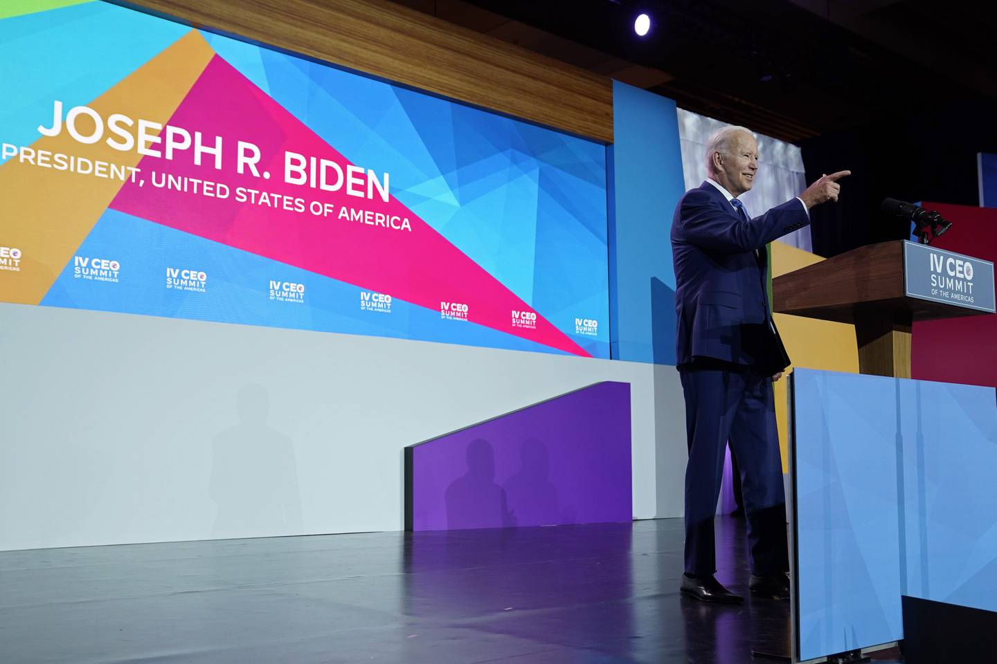 President Joe Biden speaks at the IV CEO Summit of the Americas on June 9, 2022, in Los Angeles. AP