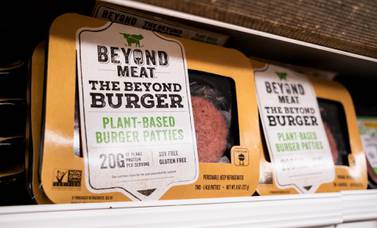 The shares of Beyond Meat jumped 49 per cent last month as retail sales of plant-based meat alternatives increased. EPA