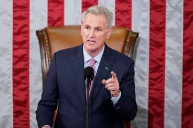 FILE - Incoming House Speaker Kevin McCarthy of Calif. , speaks on the House floor at the U. S.  Capitol in Washington, Jan.  7, 2023.  (AP Photo / Andrew Harnik, File)