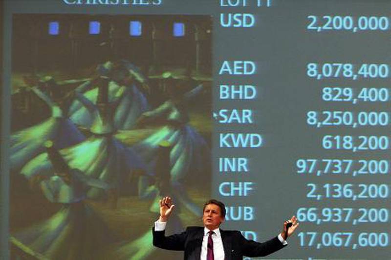 Dubai, United Arab Emirates- October 26, 2010;  Jussi Pylkkanen, President, Christies bids at the  sixth auction series in Dubai  ( Satish Kumar / The National ) 