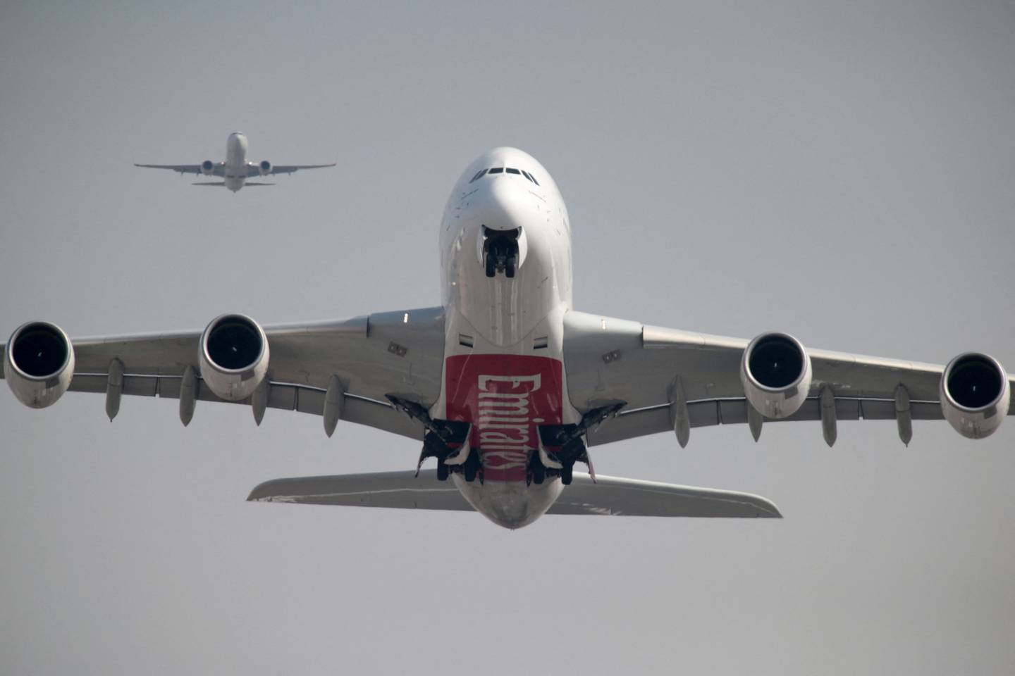 An Emirates airline Airbus A380-800 plane takes off from Dubai International Airport. Reuters