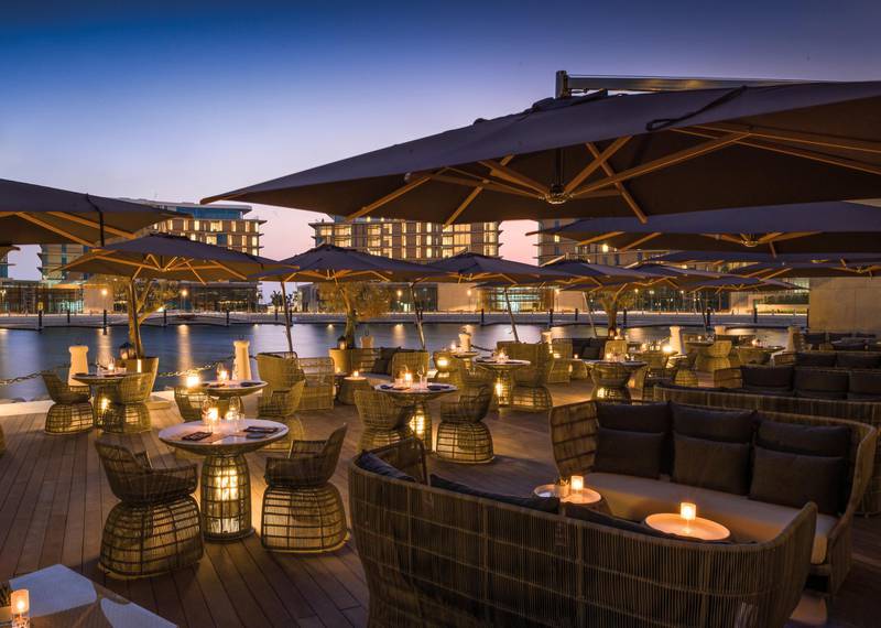 A lounge terrace at Bulgari Dubai.