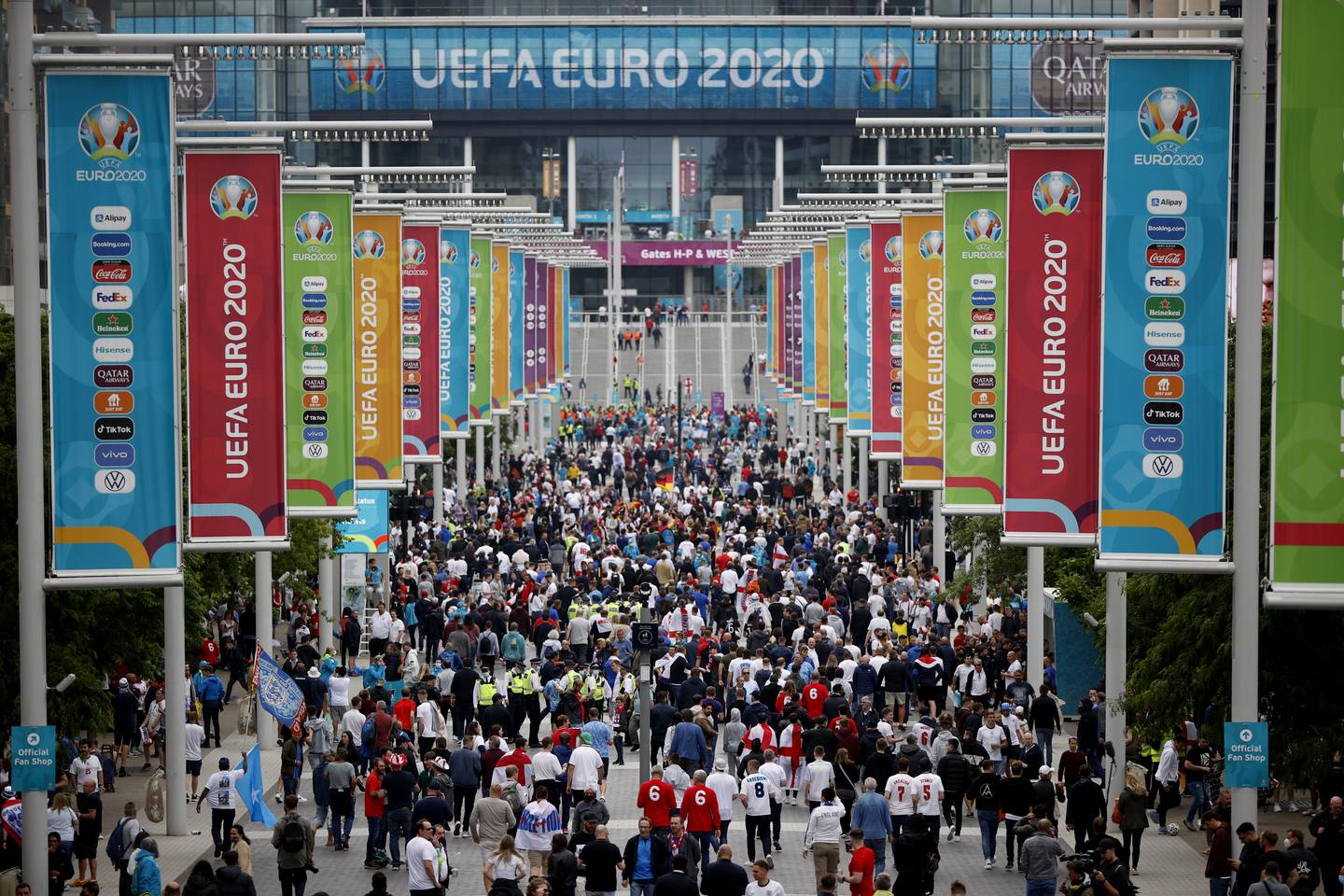 German politicians voiced concern over the crowds at Euro 2020 football games, seen here at Wembley on Tuesday. 