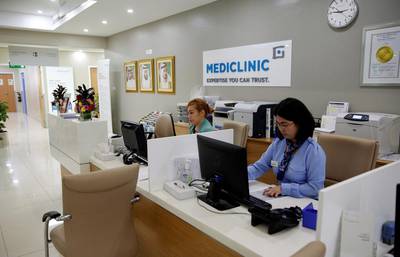 Mediclinic's income was hit in Abu Dhabi by a change to the emirate's regulation on how to pay for care. Ahmed Jadallah / Reuters