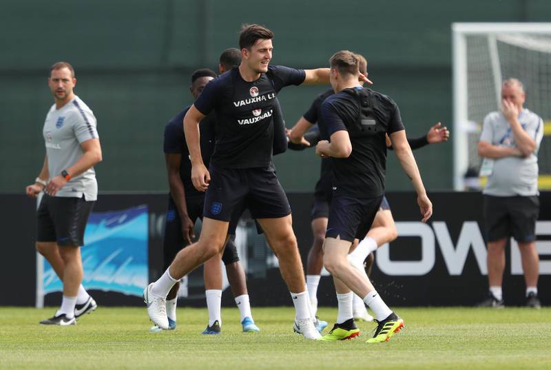 Harry Maguire during training. Lee Smith / Reuters