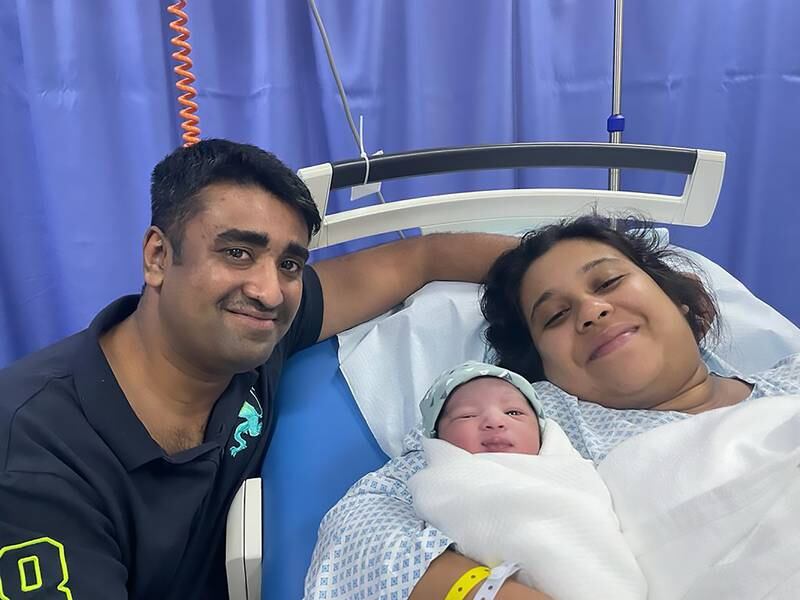 Kion was born seconds into the New Year at NMC Specialty Hospital, Abu Dhabi to two healthcare workers who have contributed to the UAE's fight against Covid-19. 
Photo: NMC Healthcare