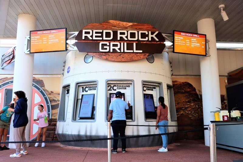 The Red Rock Grill is another space-themed food joint in the Kennedy Space Centre Visitor Complex. The self-order kiosks are shaped like a spacecraft.