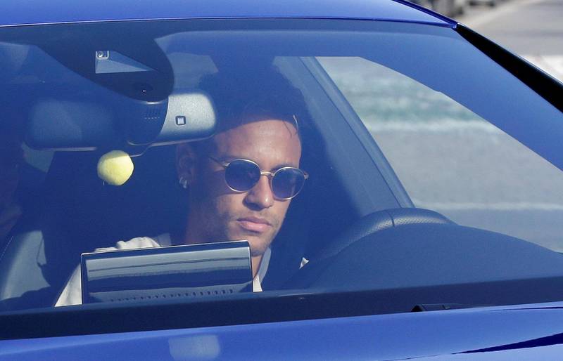 Brazilian soccer player Neymar drives to arrive to Joan Gamper training camp near Barcelona, Spain,  August 2, 2017. REUTERS/Stringer NO RESALES. NO ARCHIVES     TPX IMAGES OF THE DAY