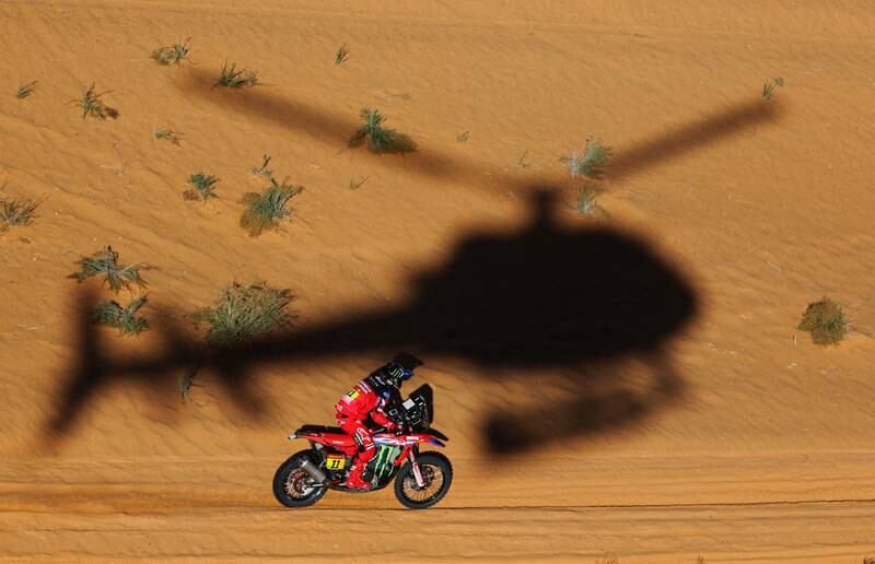 Monster Energy Honda Team rider Jose Ignacio Cornejo on stage five of the Dakar Rally in Saudi Arabia. Reuters