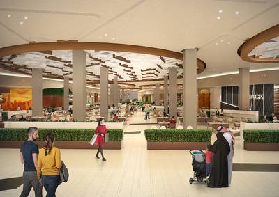 A CGI image shows the redeveloped food court in Yas Mall, Abu Dhabi.