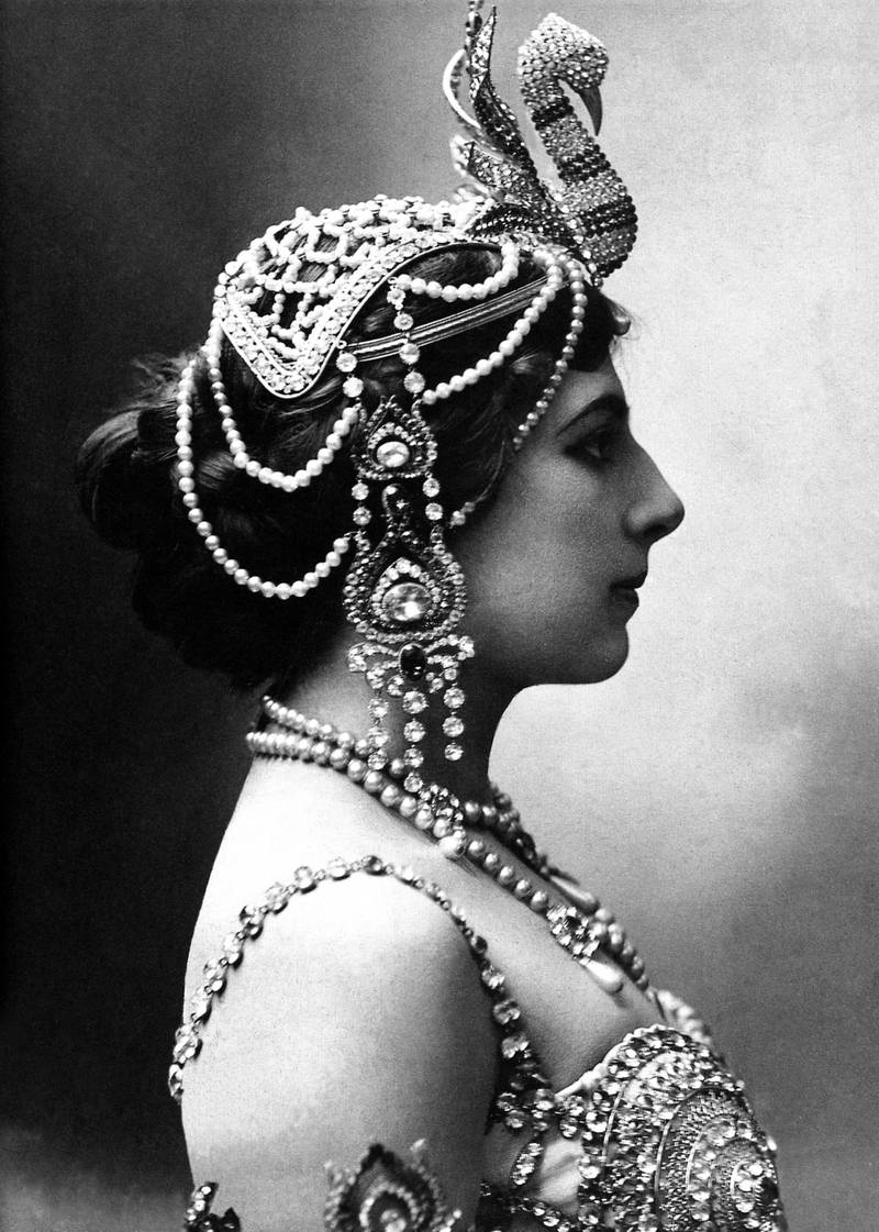 Mata Hari: Dutch exotic dancer executed by French firing squad on charges of spying for Germany during World War I. Wikimedia Commons