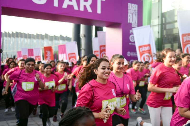 Participants begin the three-kilometre run at the Dubai Women's Run, Bluewaters Island, Dubai. All photos: Khushnum Bhandari / The National