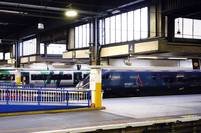 Empty platforms in Euston station, London. PA