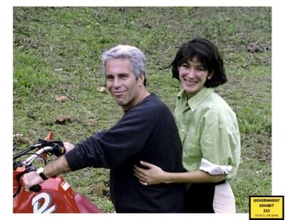 This photo of Maxwell and Epstein was entered into evidence by the US Attorney's Office. Photo: US Attorney's Office / Reuters 