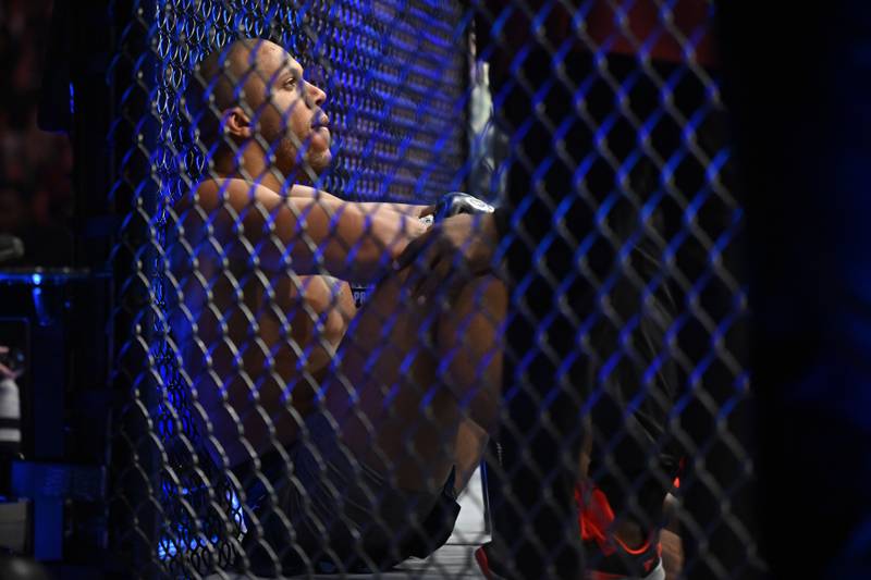 Ciryl Gane receives attention after losing to Jon Jones in their UFC 285 heavyweight title bout. AP