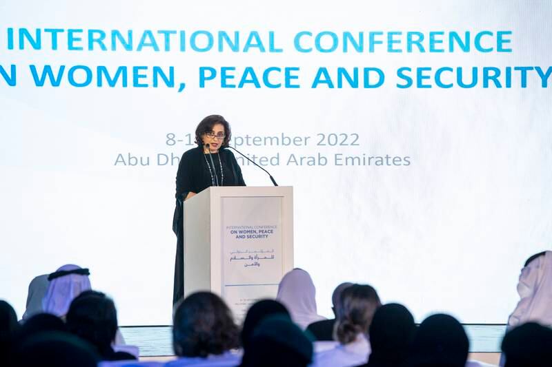 Dr Sima Bahous, executive director of UN Women, at the conference in Abu Dhabi.