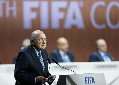 Sepp Blatter delivers an opening speech at the 65th Fifa Congress in Zurich, Switzerland, May 29, 2015. Arnd Wiegmann / Reuters