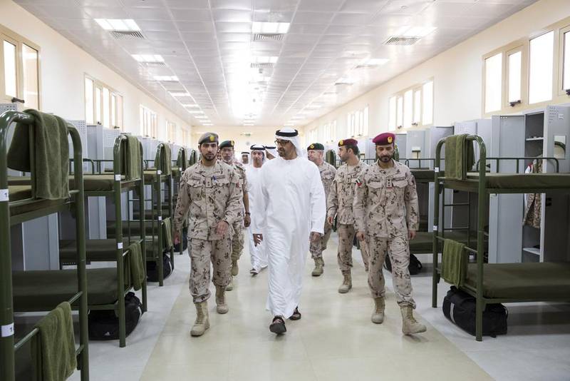 Sheikh Mohammed bin Zayed, Crown Prince of Abu Dhabi and Deputy Supreme Commander of the Armed Forces, inspects a dormitory. Ryan Carter / Crown Prince Court - Abu Dhabi