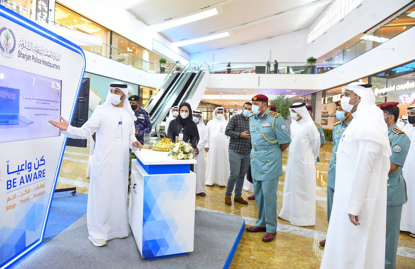 Sharjah Police have set up a booth at City Centre Al Zahia to advise people about cyber crimes. Photo: Sharjah Police