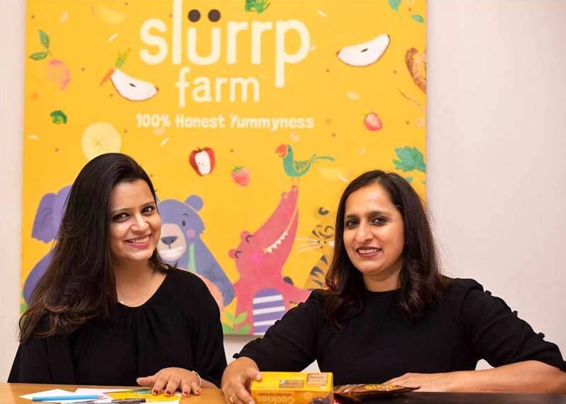 Meghana Narayan and Shauravi Malik founded Slurrp Farm after noticing a gap in the market for healthy snacks for children. Photo: Slurrp Farm