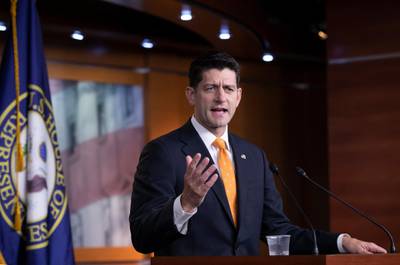 Speaker of the House Paul Ryan, R-Wis., meets with reporters as lawmakers prepare to break until Sept. 4, on Capitol Hill in Washington, Thursday, July 26, 2018. Ryan firmly rejected an effort by House conservatives to impeach Deputy Attorney General Rod Rosenstein, the official who oversees special counsel Robert Mueller's Russia investigation. (AP Photo/J. Scott Applewhite)
