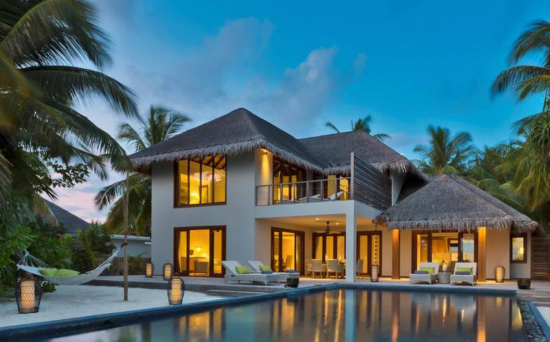 The Dusit Thani Maldives’ beach residence. Courtesy Dusit Thani Maldives