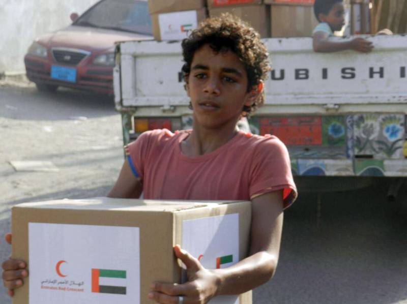  Boxes of aid from the UAE have reached Yemen. WAM 