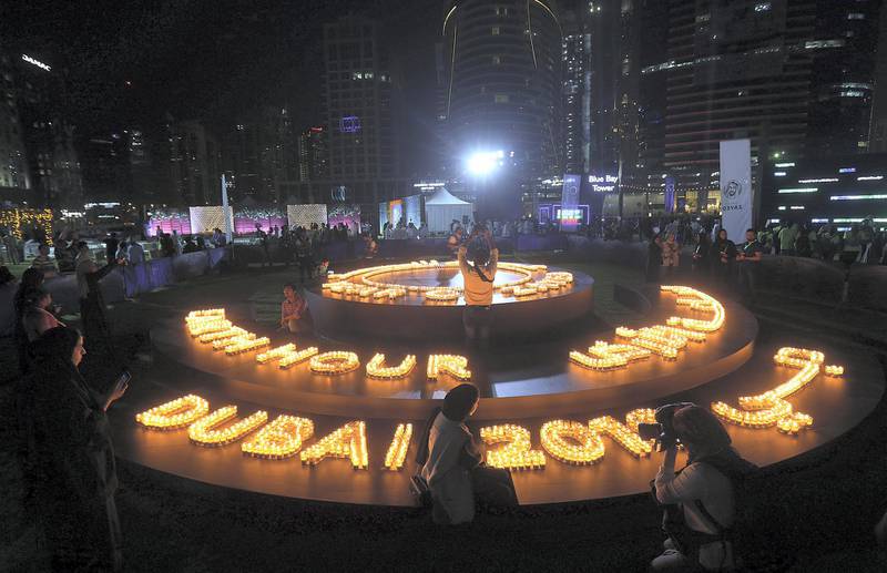 Dubai, March 24, 2018: Dubai residents participate during the Earth Hour Walk at the Marasi promenade in Dubai. Satish Kumar for the National