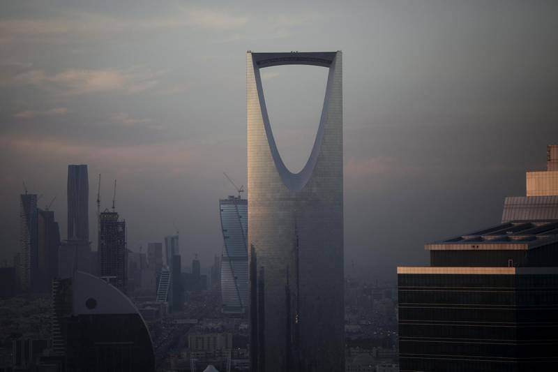 Late evening sunlight is seen reflected off the Kingdom Tower in Riyadh, Saudi Arabia, on Thursday, Dec. 1, 2016. Saudi Arabia is working to reduce the Middle East’s biggest economy’s reliance on oil, which provides three-quarters of government revenue, as part of a plan for the biggest economic shakeup since the country’s founding. Photographer: Simon Dawson/Bloomberg