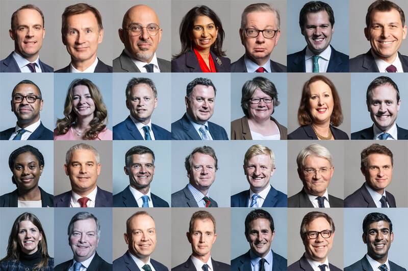 Seventeen ministers in Rishi Sunak's cabinet are white and male - a higher number than its previous incarnation. PA