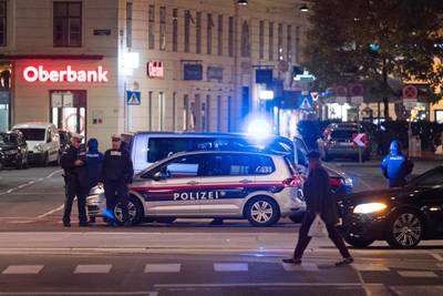 Police block a street in Vienna city centre following terrorist shootings. Getty Images