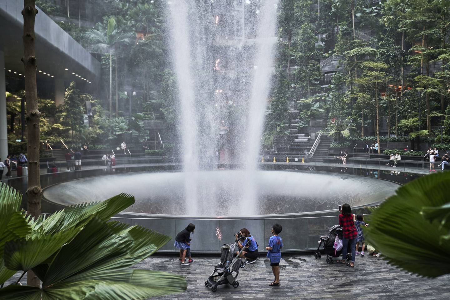 Visitors at Jewel Changi Airport mall in Singapore. Tickets to fly to the country via Emirates' A380 are on sale on the airline's website. Bloomberg