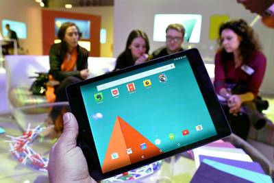 Google's Nexus 9 tablet is showcased in New York. Jewel Samad / AFP
