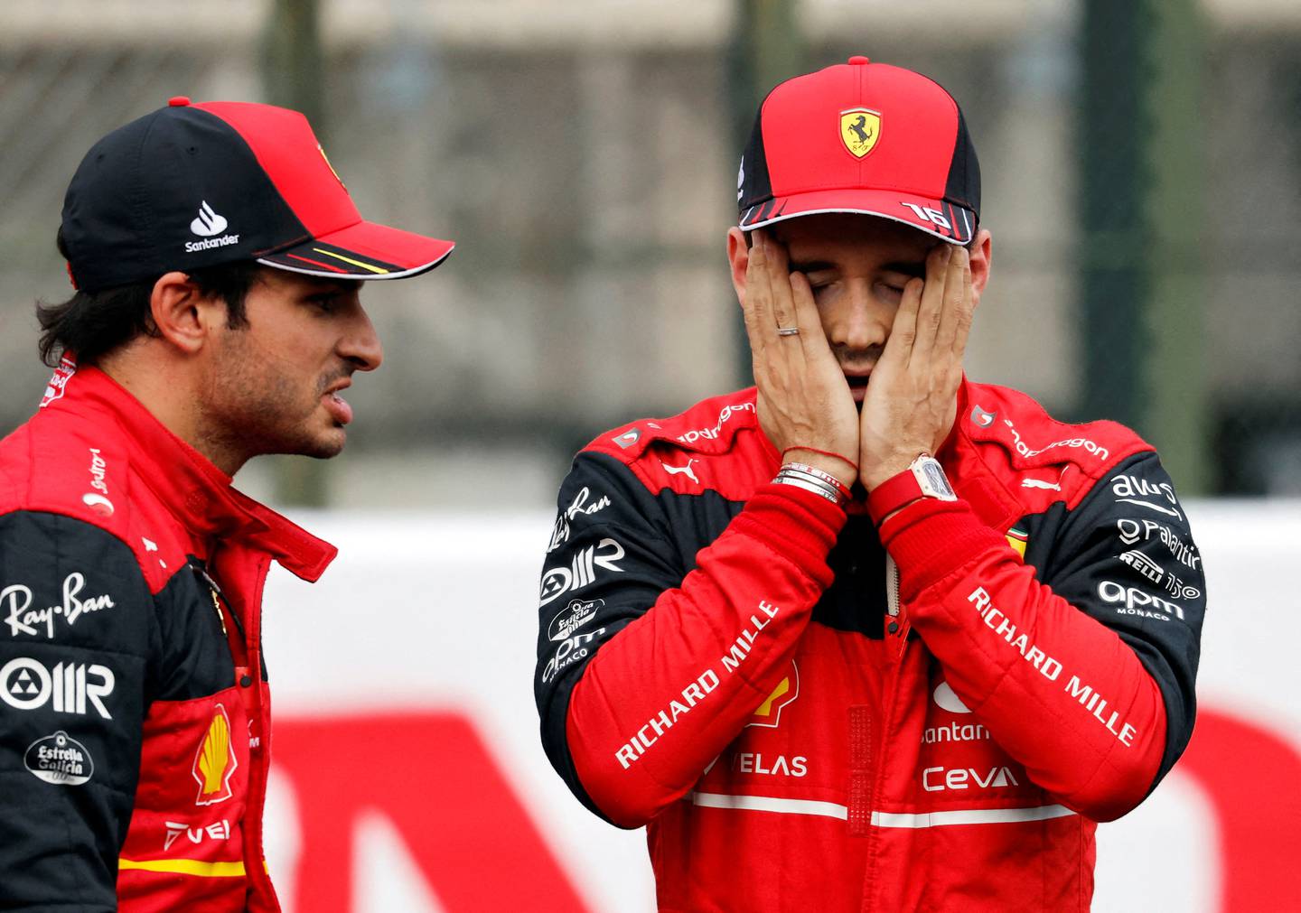 Ferrari's Charles Leclerc (r) made too many errors in 2022 to challenge for the title. Reuters