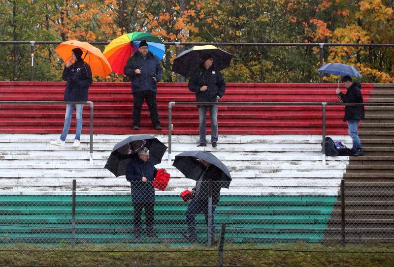 Spectators watched as the first practice session for the Eifel GP was cancelled. Reuters