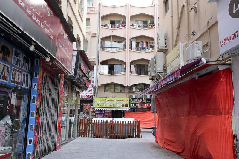 DUBAI, UNITED ARAB EMIRATES , March 24 – 2020 :- View of the closed shops in Deira as people are staying home as a preventive measure against coronavirus in Deira Dubai. (Pawan Singh / The National) For News/Online/Standalone.