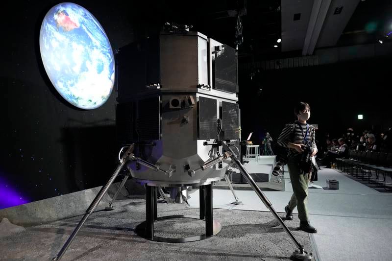 A model of the Hakuto-R Mission 1 lander, which is thought to have crashed on the surface of the Moon. EPA