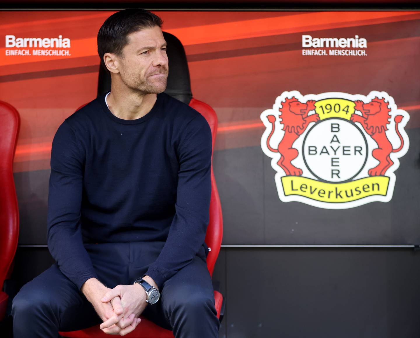 Bayer Leverkusen's new head coach Xabi Alonso of Leverkusen during the Bundesliga game against Schalke 04. Getty 